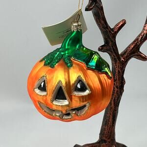 Vintage Polonaise Halloween Jack O’ Lantern Pumpkin Glass Ornament Kurt Adler